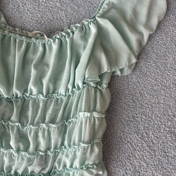 Blue Free People Ruffle Top - Picture 3 of 5
